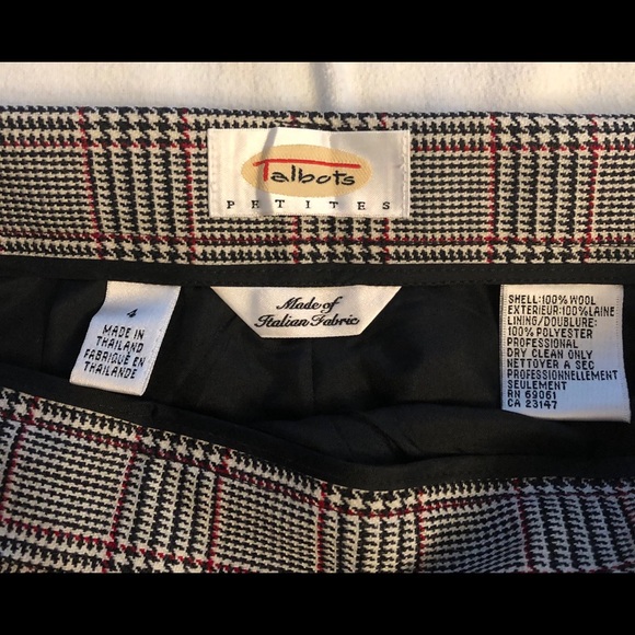 NWT TALBOTS 100% Wool Plaid Trousers 4P - Picture 7 of 7